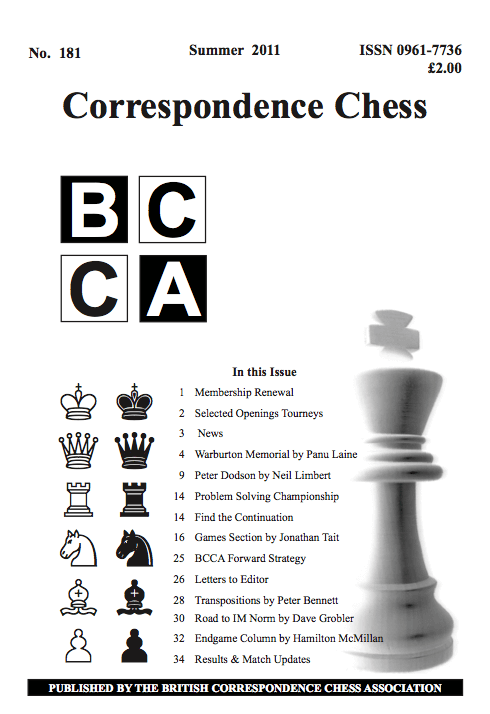 'Correspondence Chess' issue No. 181 Summer 2011